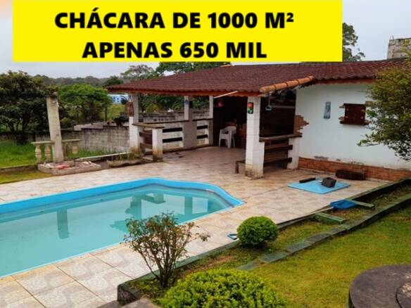 Vende-se chácara estilo rústico em biritiba mirim, 1000 m² apenas 650 mil